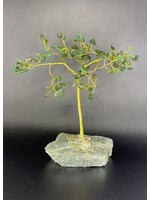 Green Aventurine Gemstone Trees with Stone Wire Gold Trunk