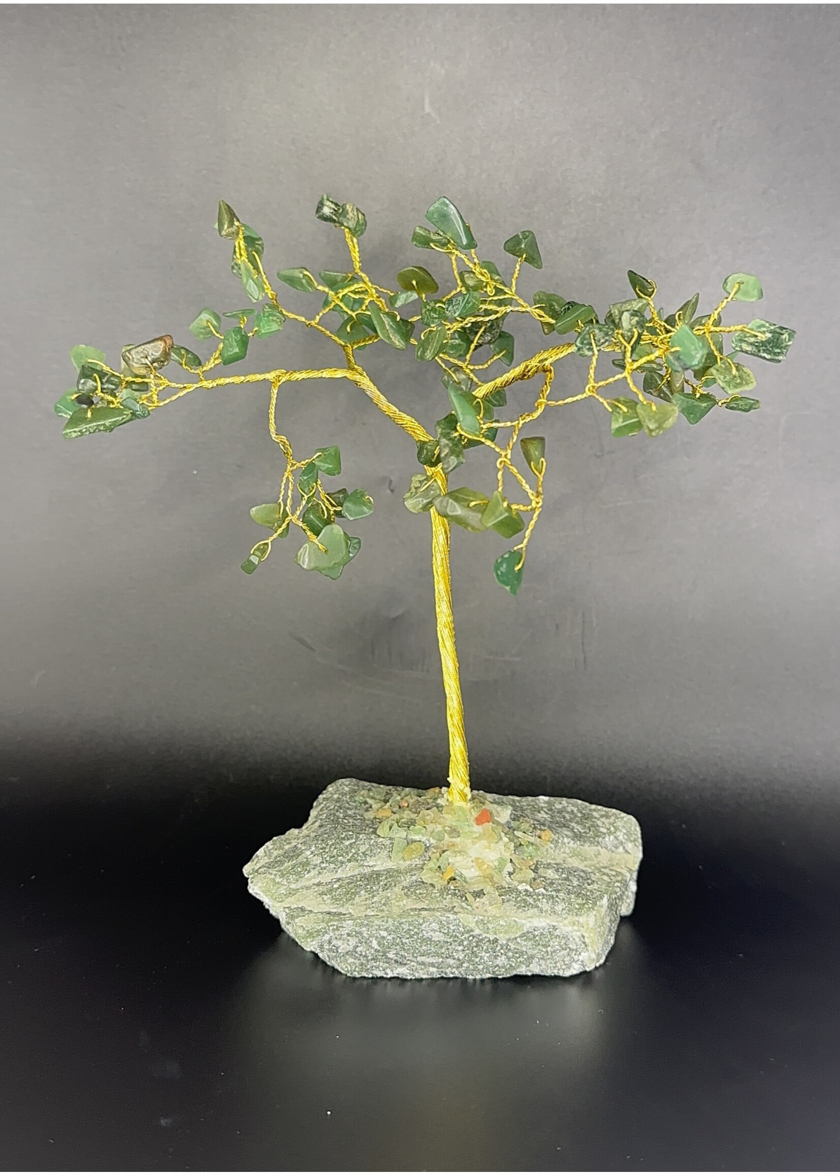 Green Aventurine Gemstone Trees with Stone Wire Gold Trunk