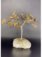 Tiger Eye Gemstone Trees with Stone Base Silver Trunk