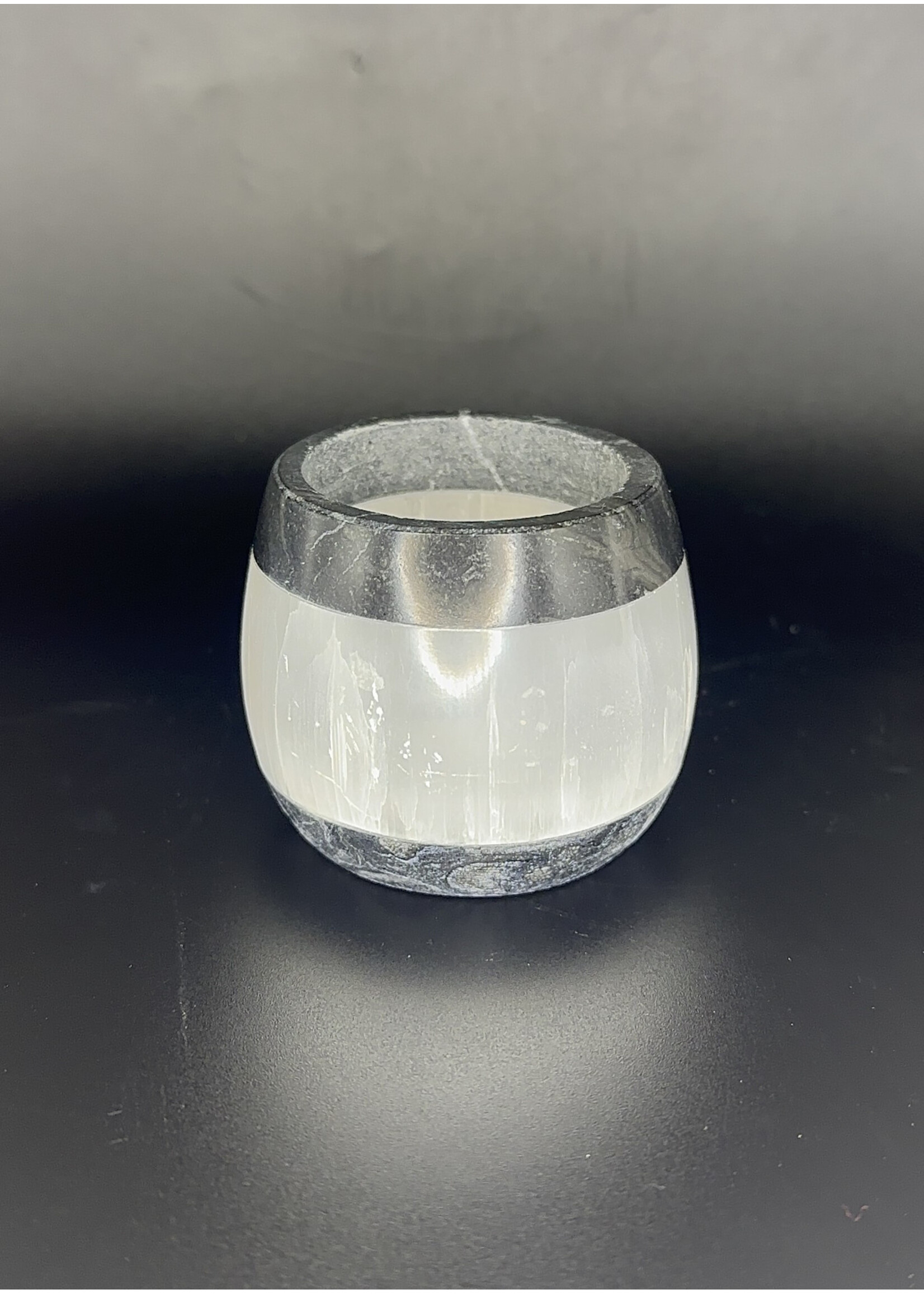 Small Fossil/Selenite Candle Holder