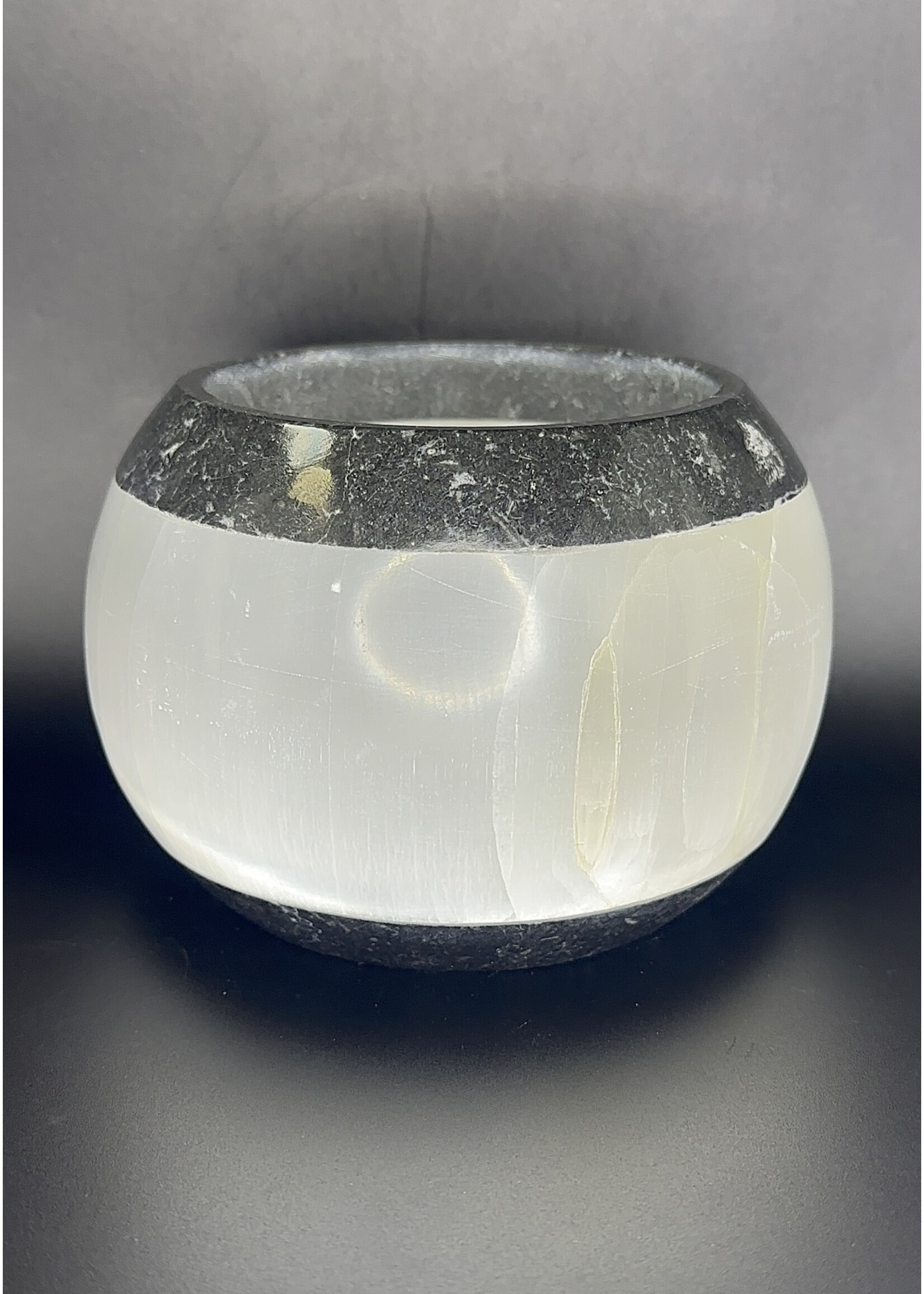 Large Fossil/Selenite Candle Holder