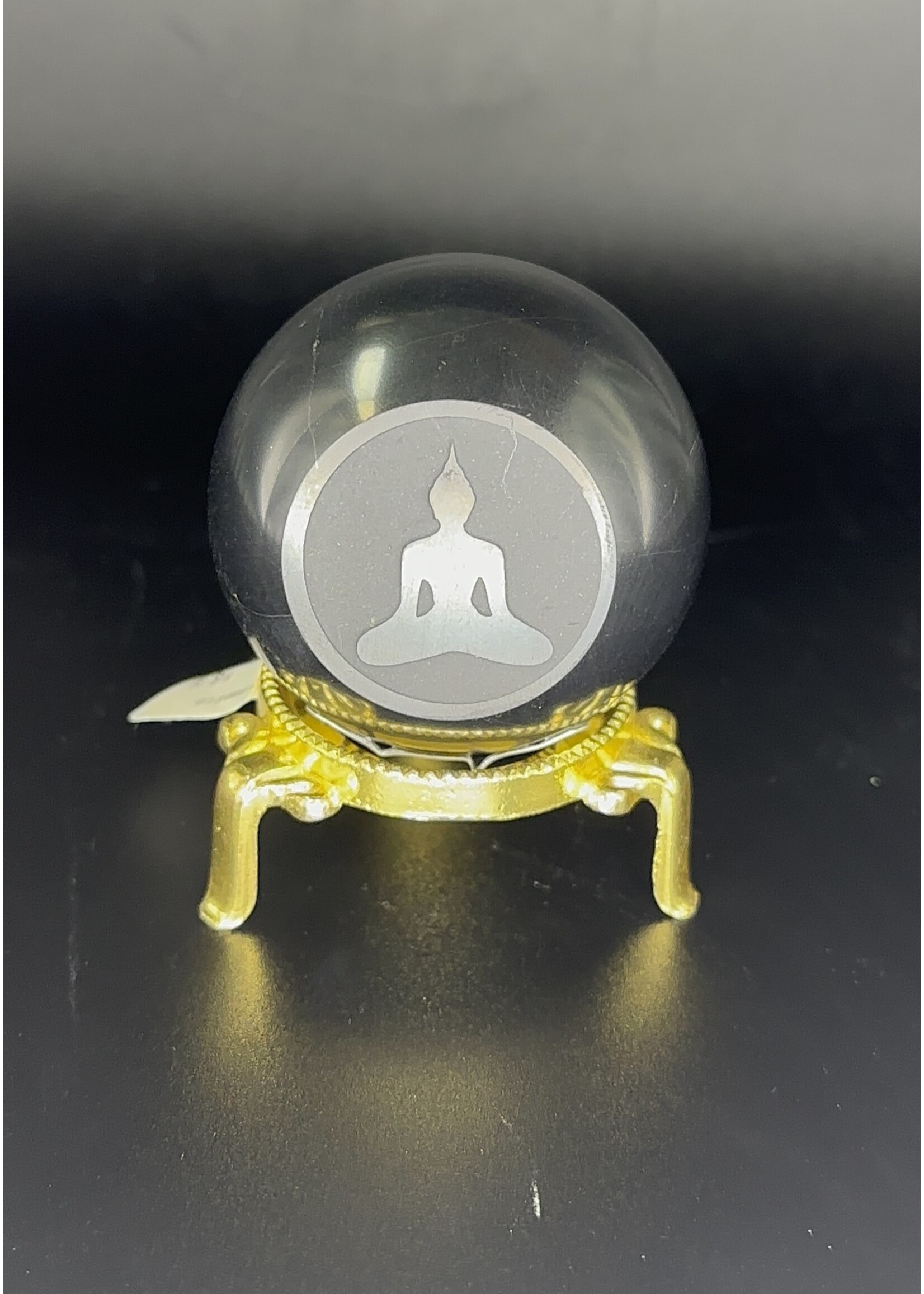 Shungite Sphere w/ Engraved Buddha