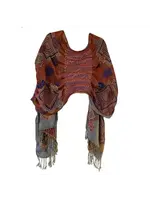 J&X Ruff Shawl Orange & Purple