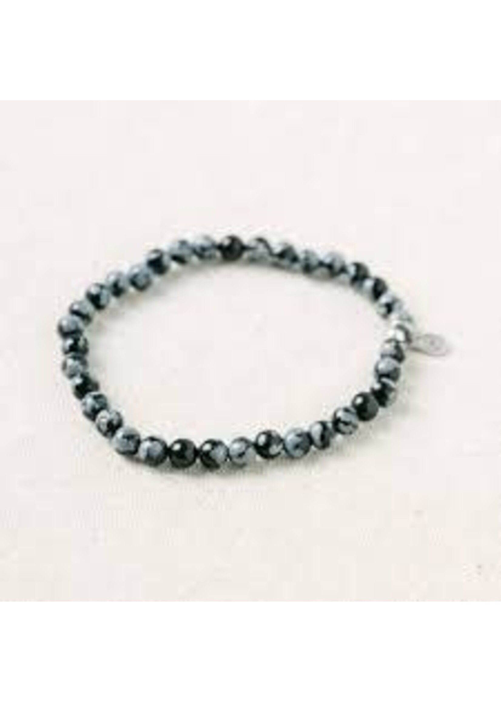 Bracelet Snowflake Obsidian Stone of Purity 4mm