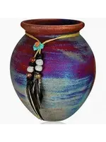 Raku Spirit Jar with Raku Beads Small 3.5"