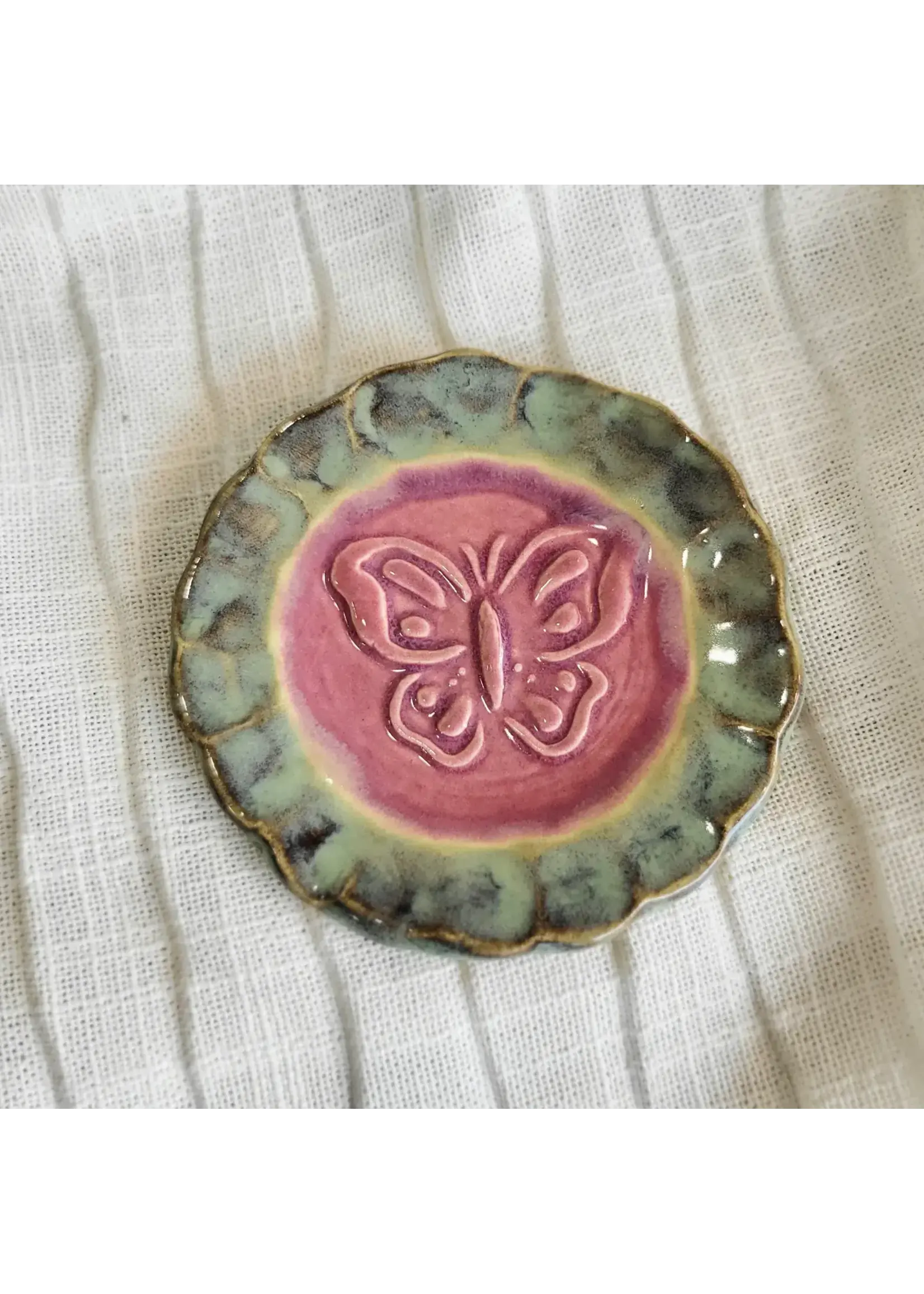 Trinket Dish Ceramic Butterfly 4"D