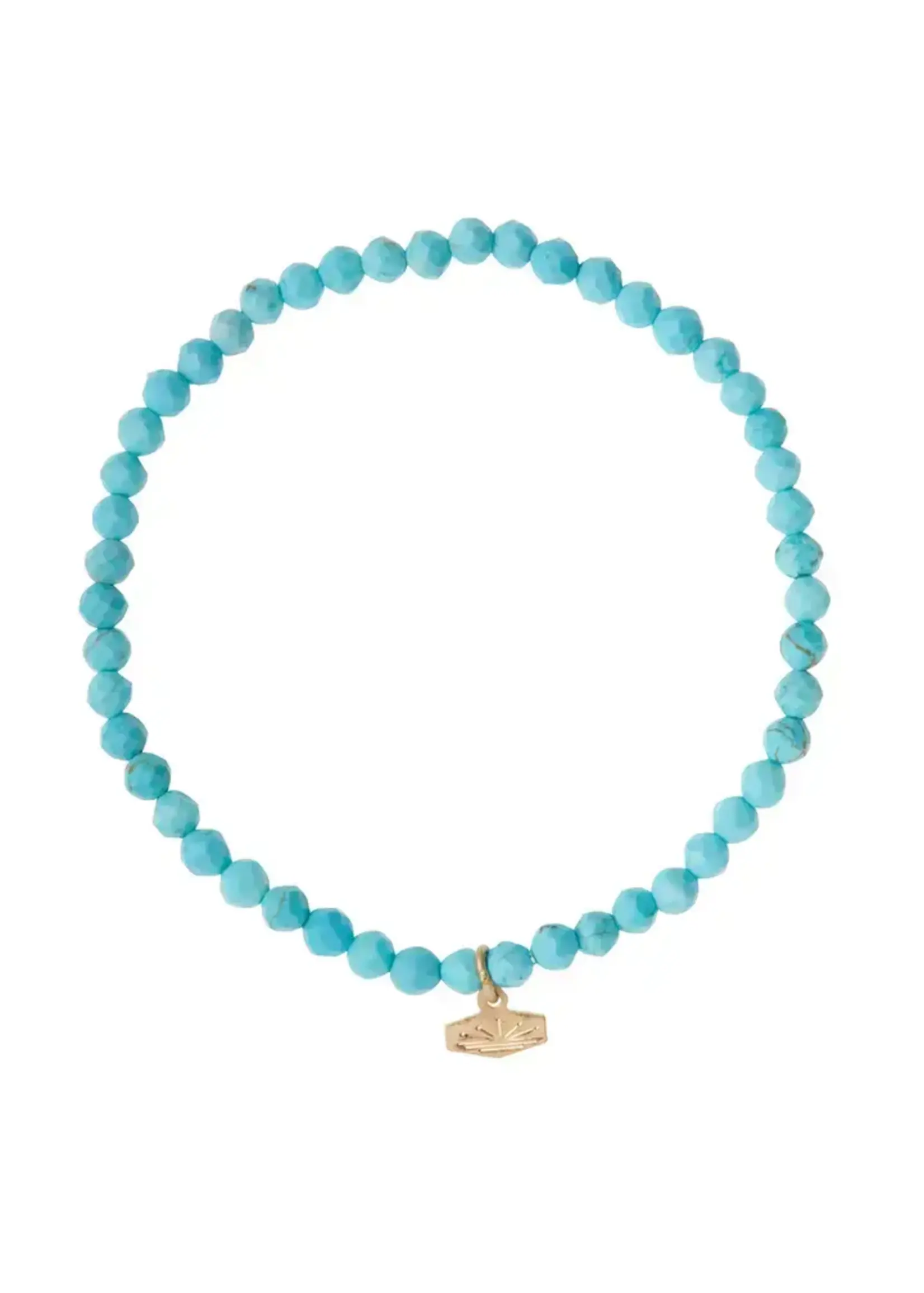Mini Faceted Turquoise Howlite/Gold Stacking Bracelet Stone of Harmony