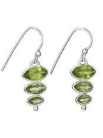 Earrings 3 Faceted Peridot Stack
