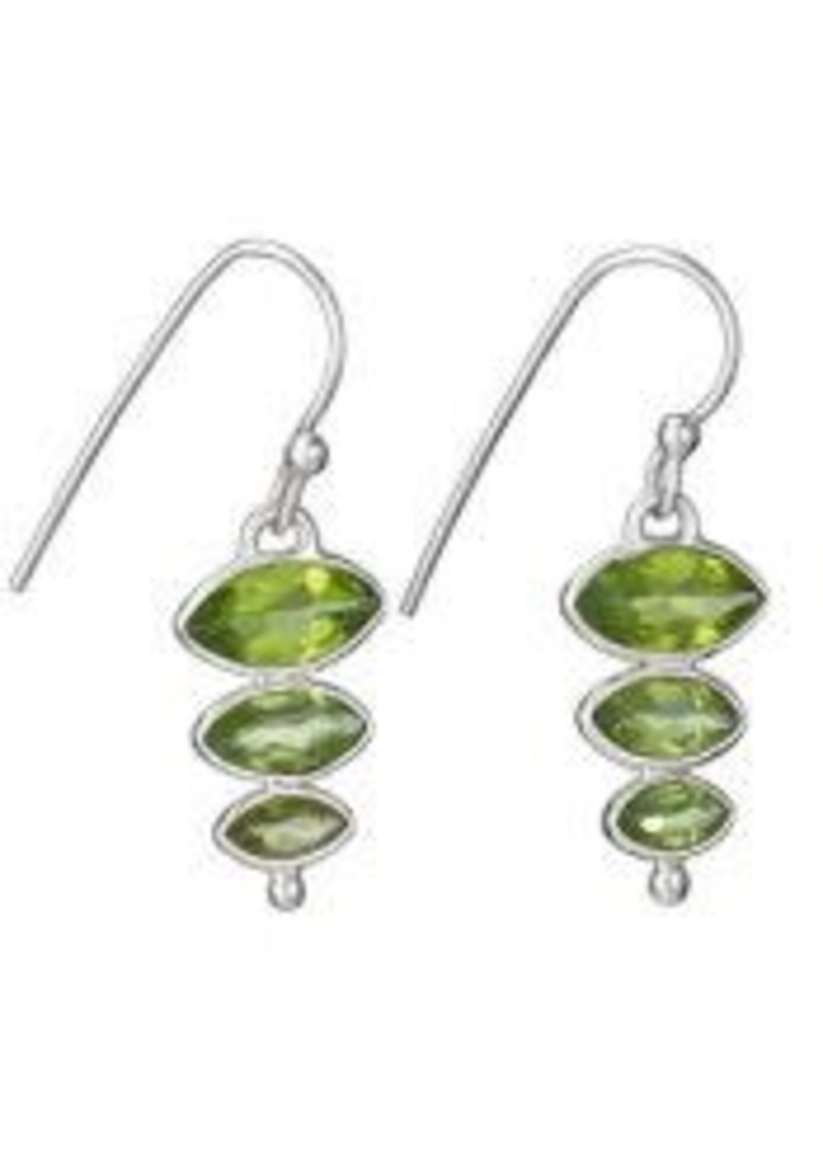 Earrings 3 Faceted Peridot Stack