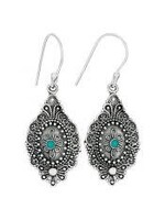 Earrings SS Turquoise Oxidized Shield