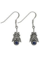 Earrings Lapis Feather Scroll