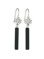 Earrings Onyx Cylinder Celtic Knot SS