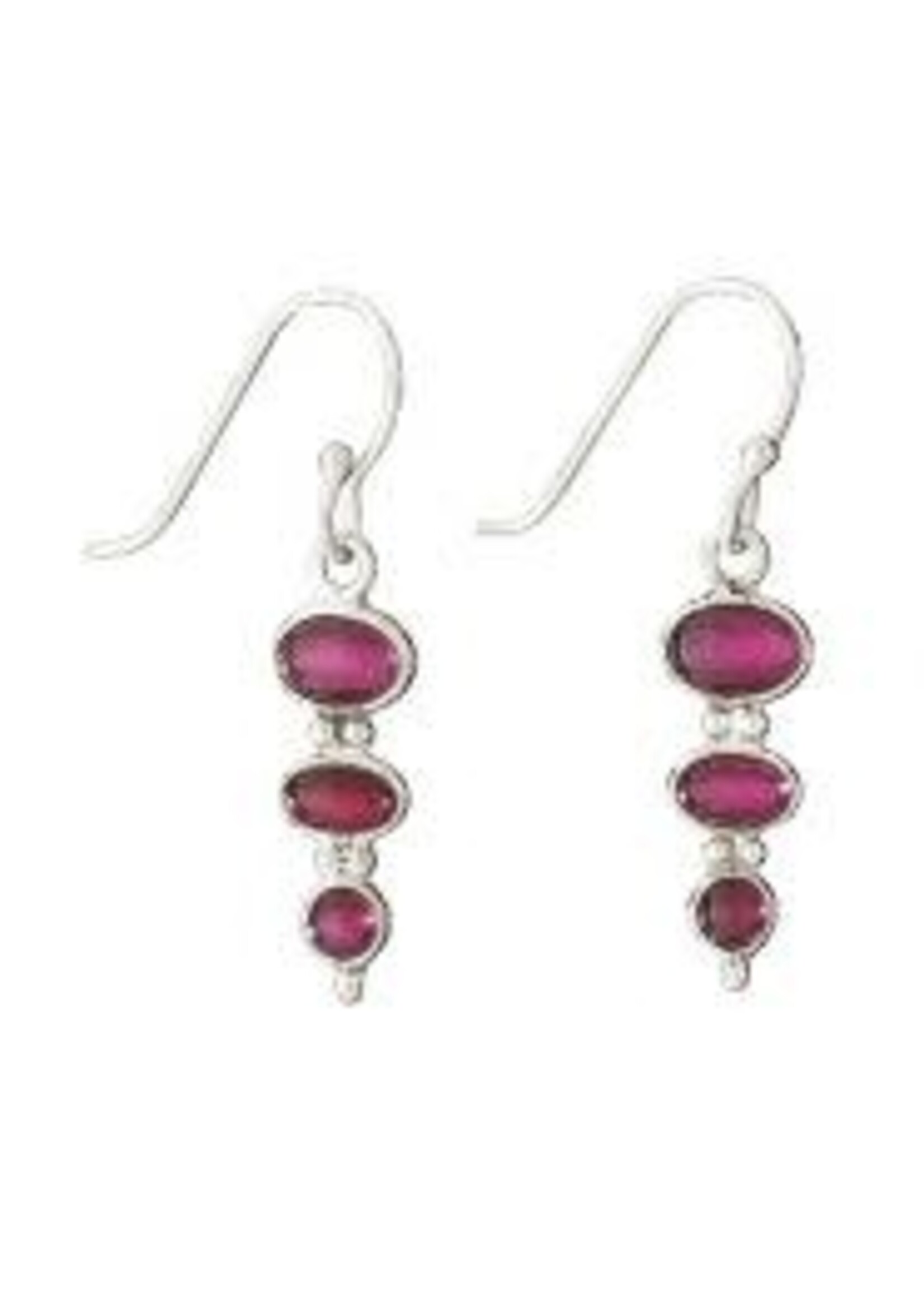Earrings Garnet 3-Tier Dangle