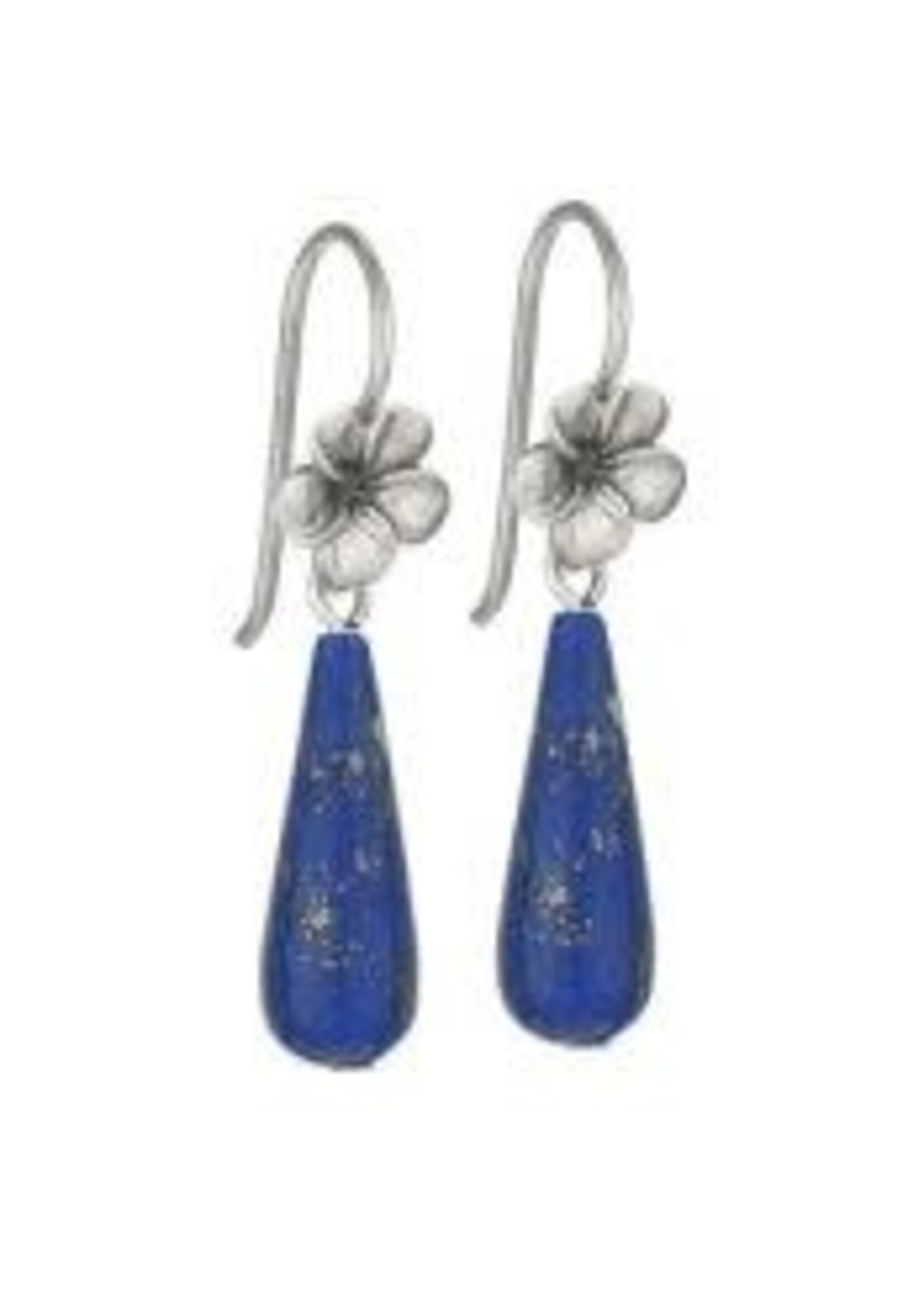 Earrings Lapis Drop Flower