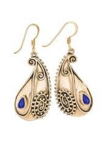 Earrings Dotted Paisley Lapis Bronze