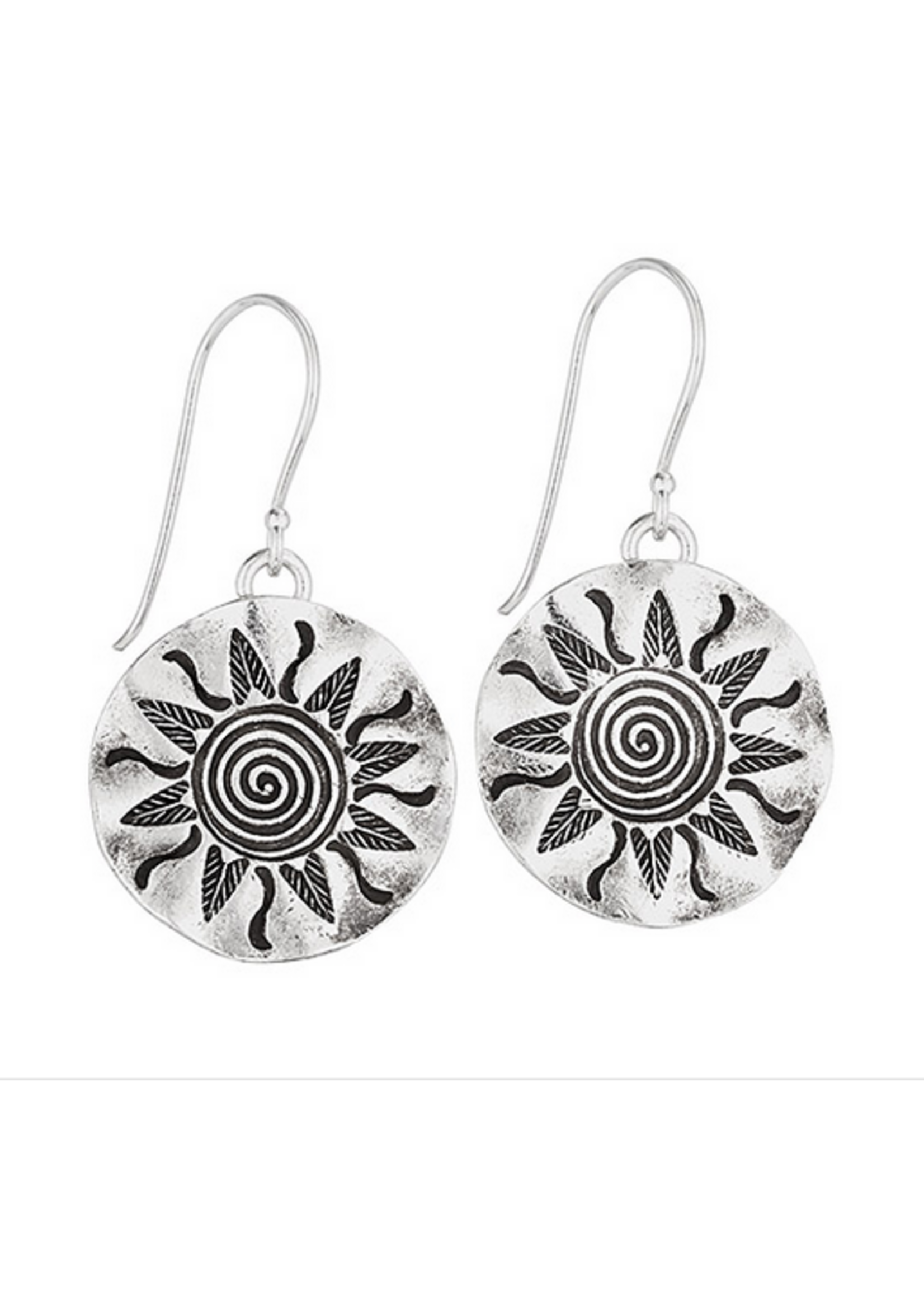 Earrings SS Stamped Sun Circle