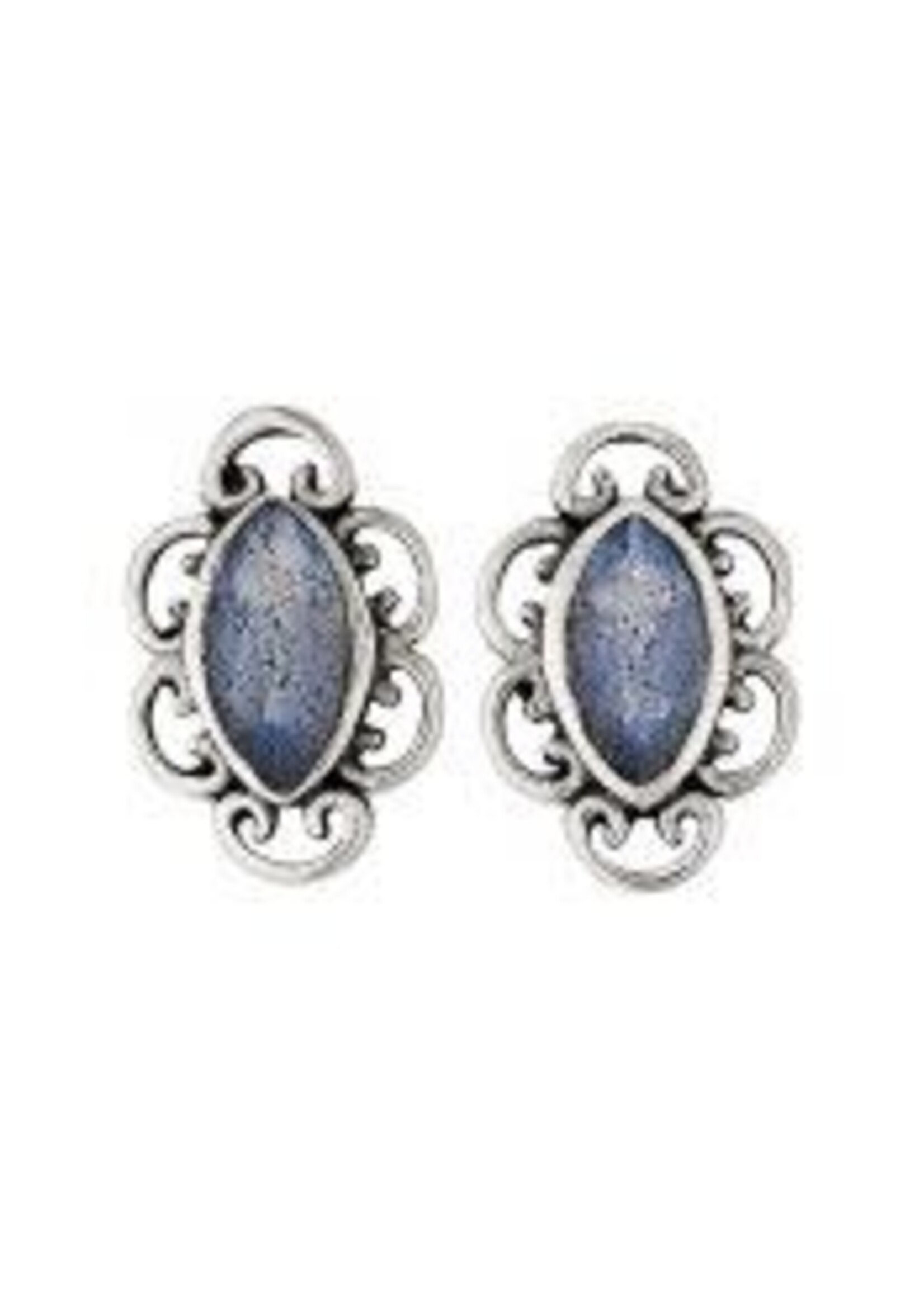 Earrings SS Labradorite Oval Decorated Stud