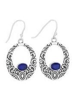 Earrings SS Swirly Oval Lapis