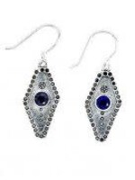 Earrings SS Lapis/Diamond
