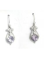 Earrings SS Faceted Amethyst Scroll