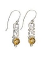 Earrings SS Faceted Citrine Double Swirl