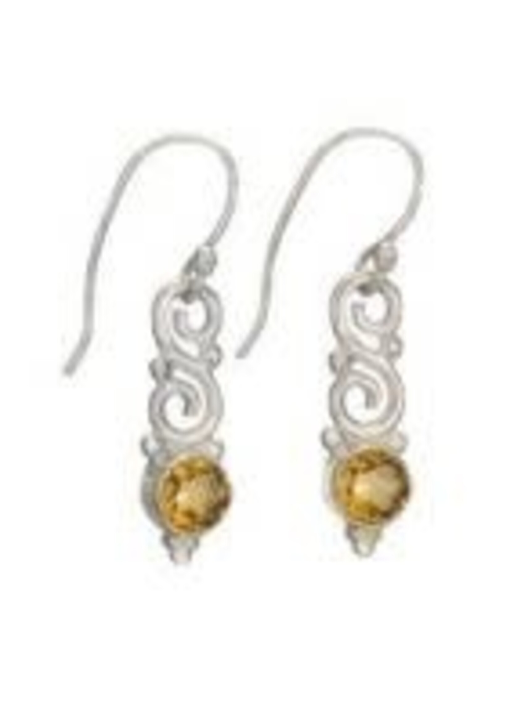 Earrings SS Faceted Citrine Double Swirl