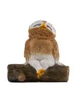 Owl Happy Singing on Log 2.1 x 1.2 x 2 in