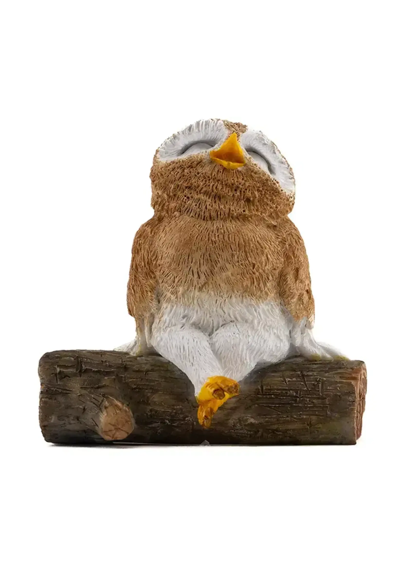 Owl Happy Singing on Log 2.1 x 1.2 x 2 in