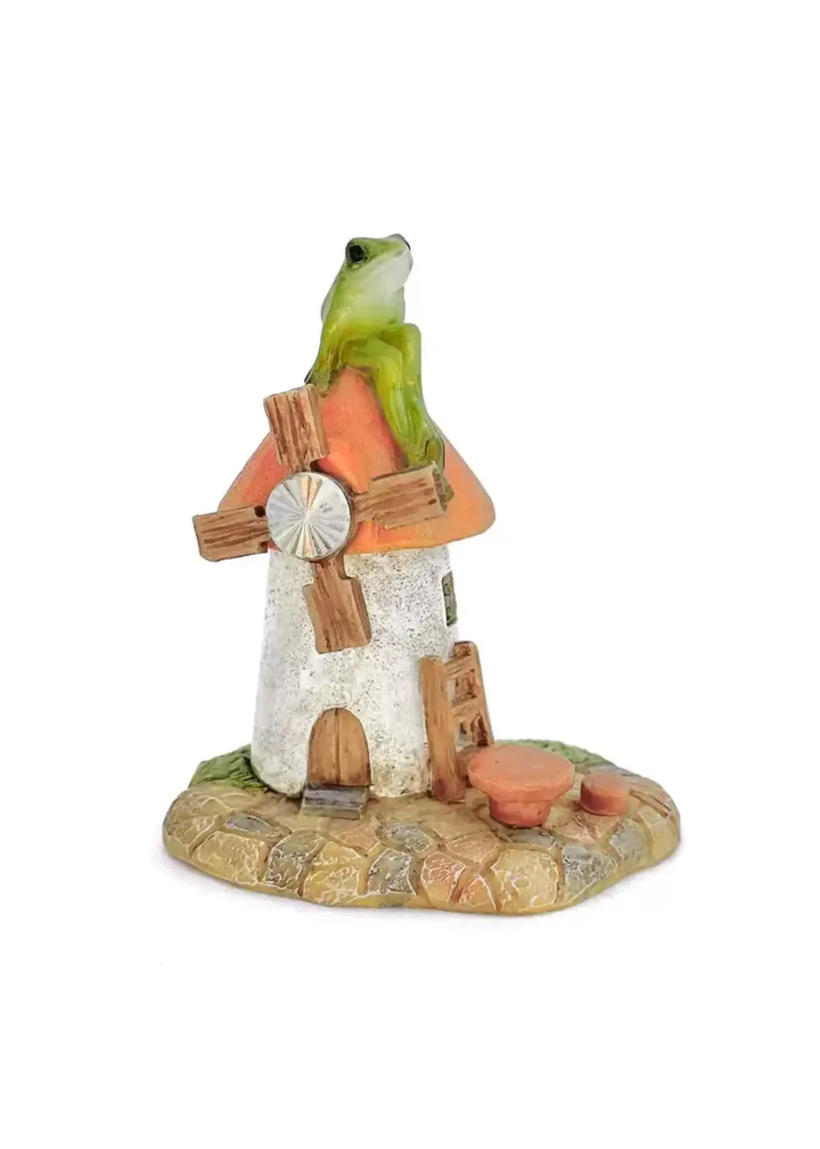 Frog on Windmill 2.5 x 2.1 x 2.9 in