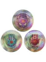 Hamsa Tray Glass Metallic Silver EACH
