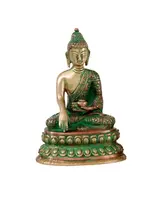 Statue Sitting Buddha Copper and Brass Green Antique Finish 6"H
