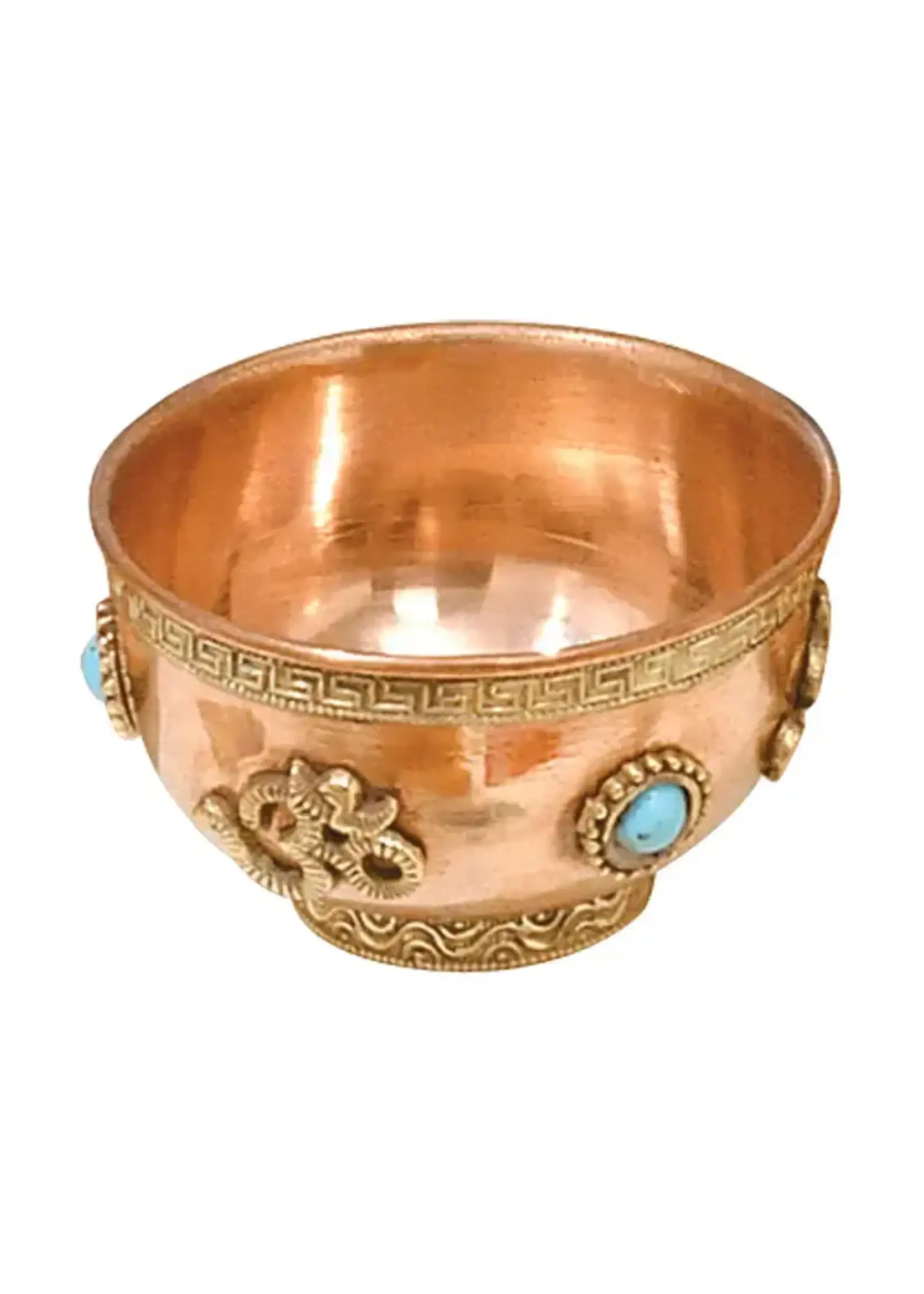 Offering Bowl OM and Turquoise Copper 3.5"