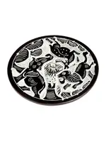 Incense Holder Round Forest Animal Black 4"