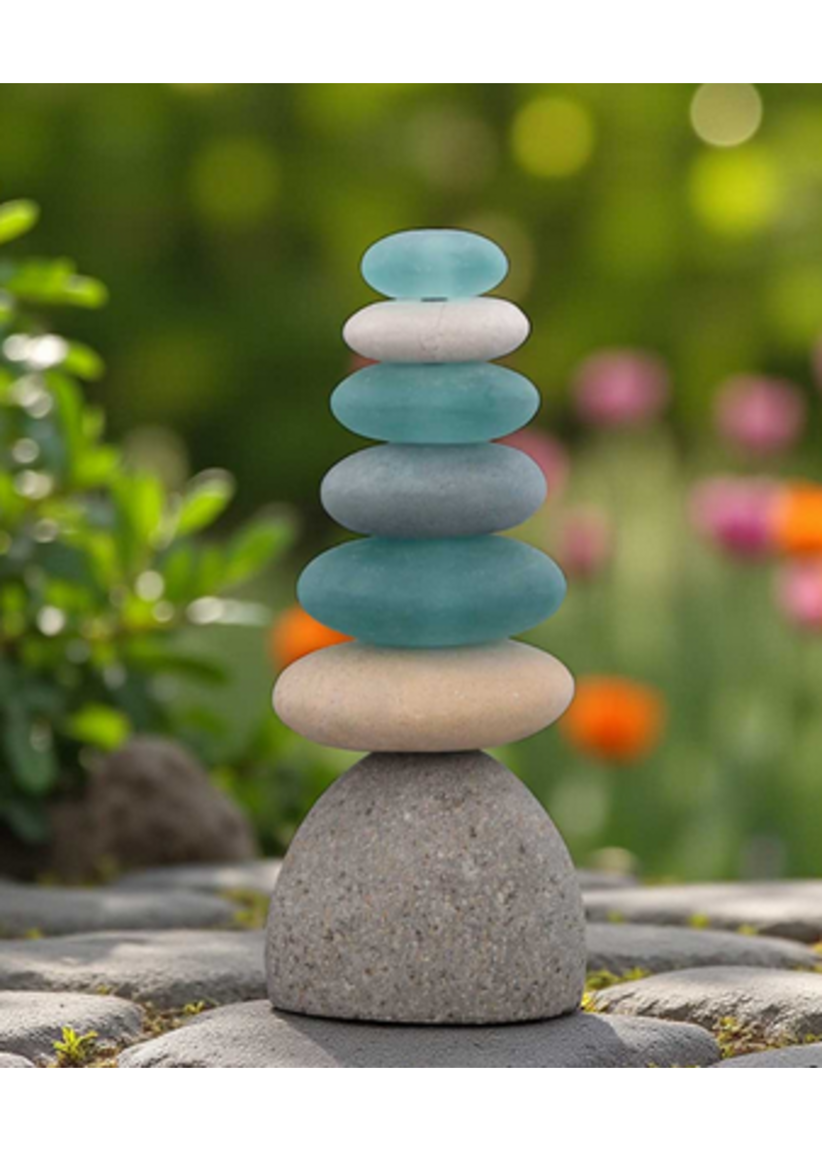 Garden Age Serenity Cairn with off Green Glass