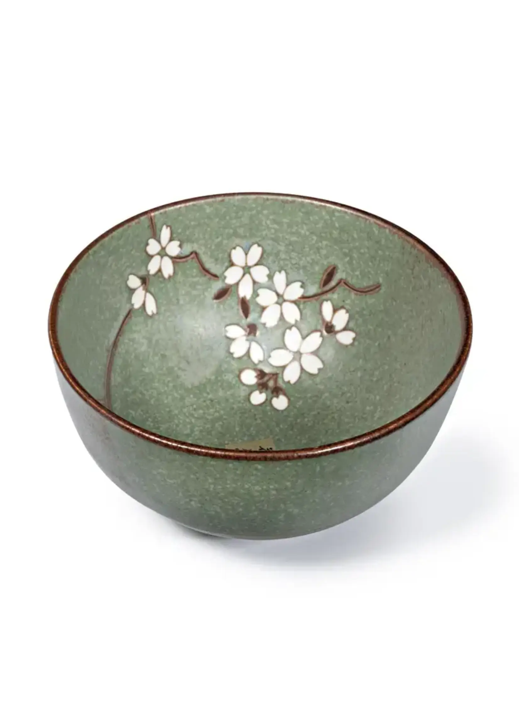 Donburi Bowl – Green Matte Sakura (6.25")