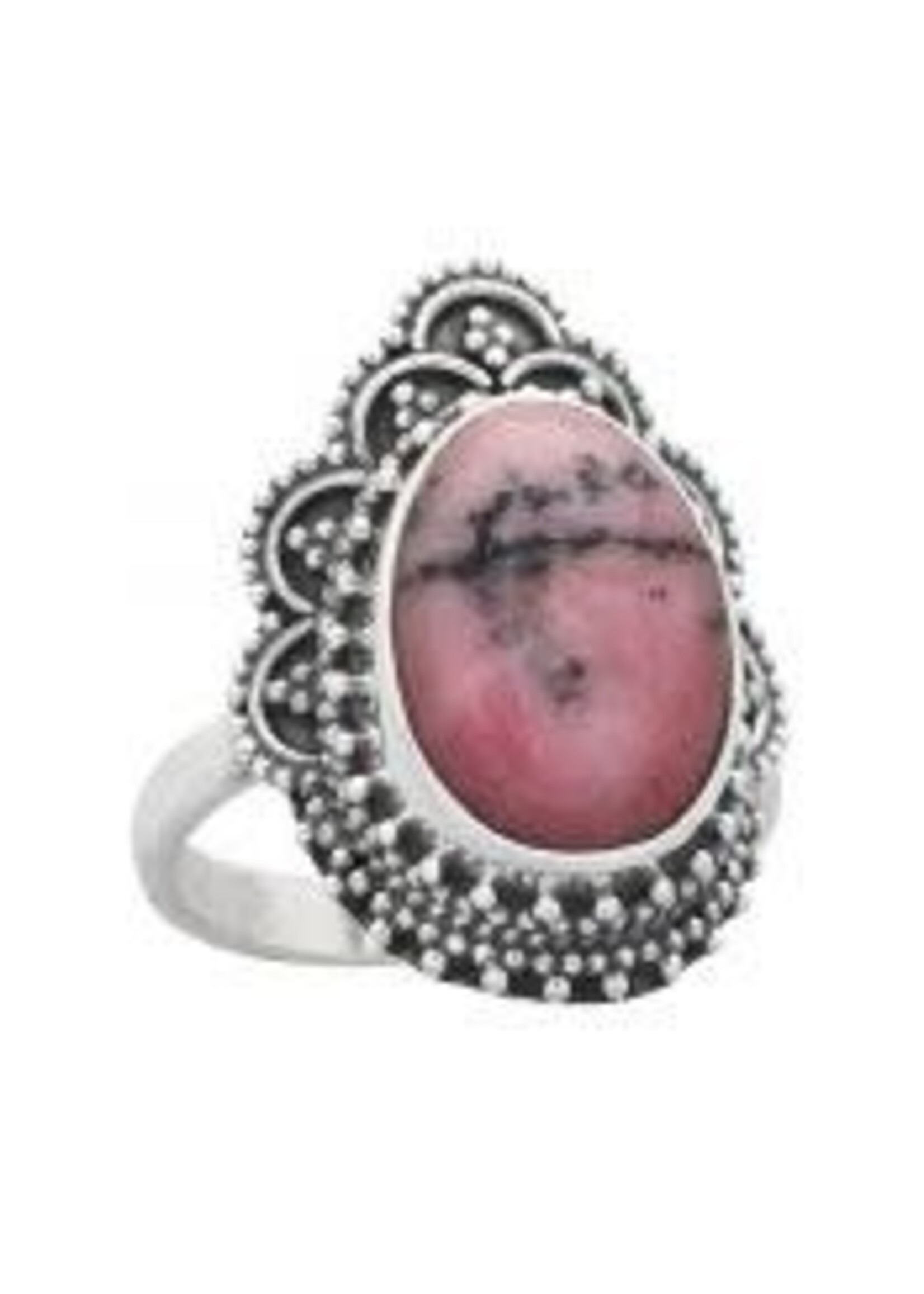 Tiger Mountain Ring Oval Rhodochrosite, Sz 6