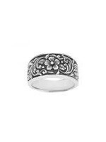 Ring Flower Filigree Thick Band Sz 8