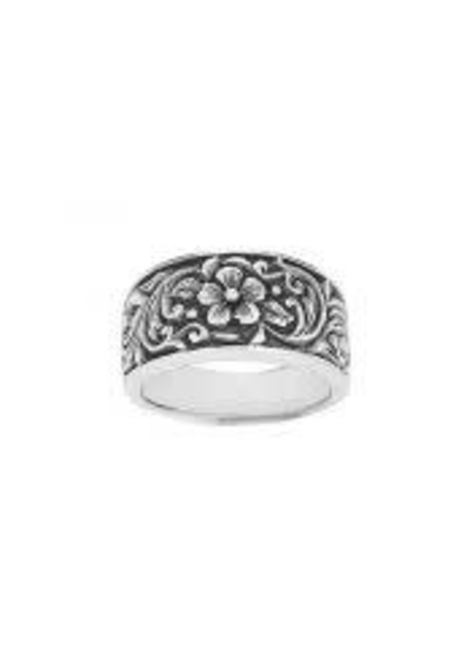 Ring Flower Filigree Thick Band Sz 6