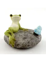 Top Land Frog Resting On Stone W/ Butterfly