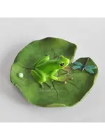 Top Land Trading Frog and Dragonfly on Lotus Leaf