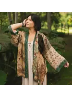 Kimono Fable Matinée Duster Kimono w/ Deer and Moon, Mid-Length