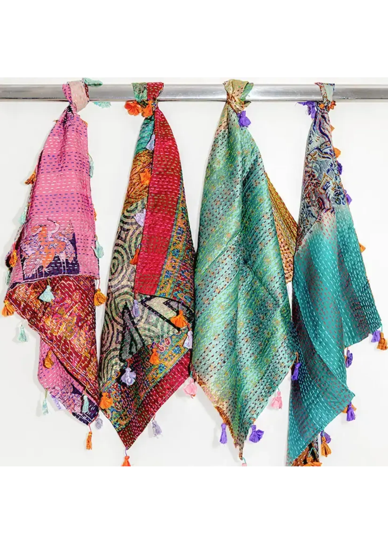 Silk Kantha Square Scarves