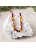 Necklace Amethyst & Cognac Amber 18"