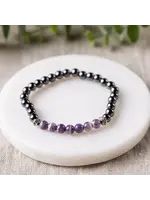 Bracelet Adults | Amethyst + High Power Magnetic Hematite 7"