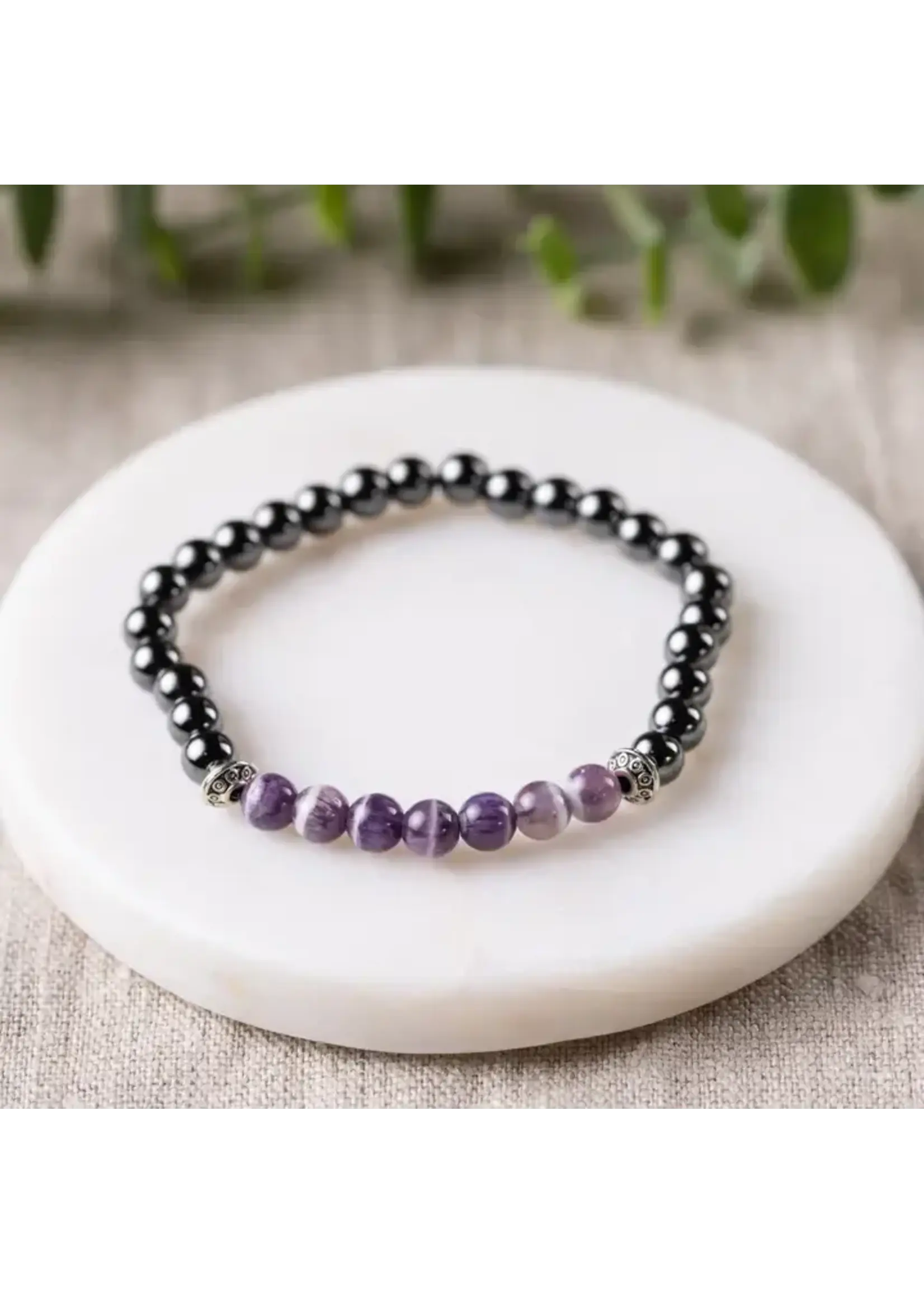 Bracelet Adults | Amethyst + High Power Magnetic Hematite 8"