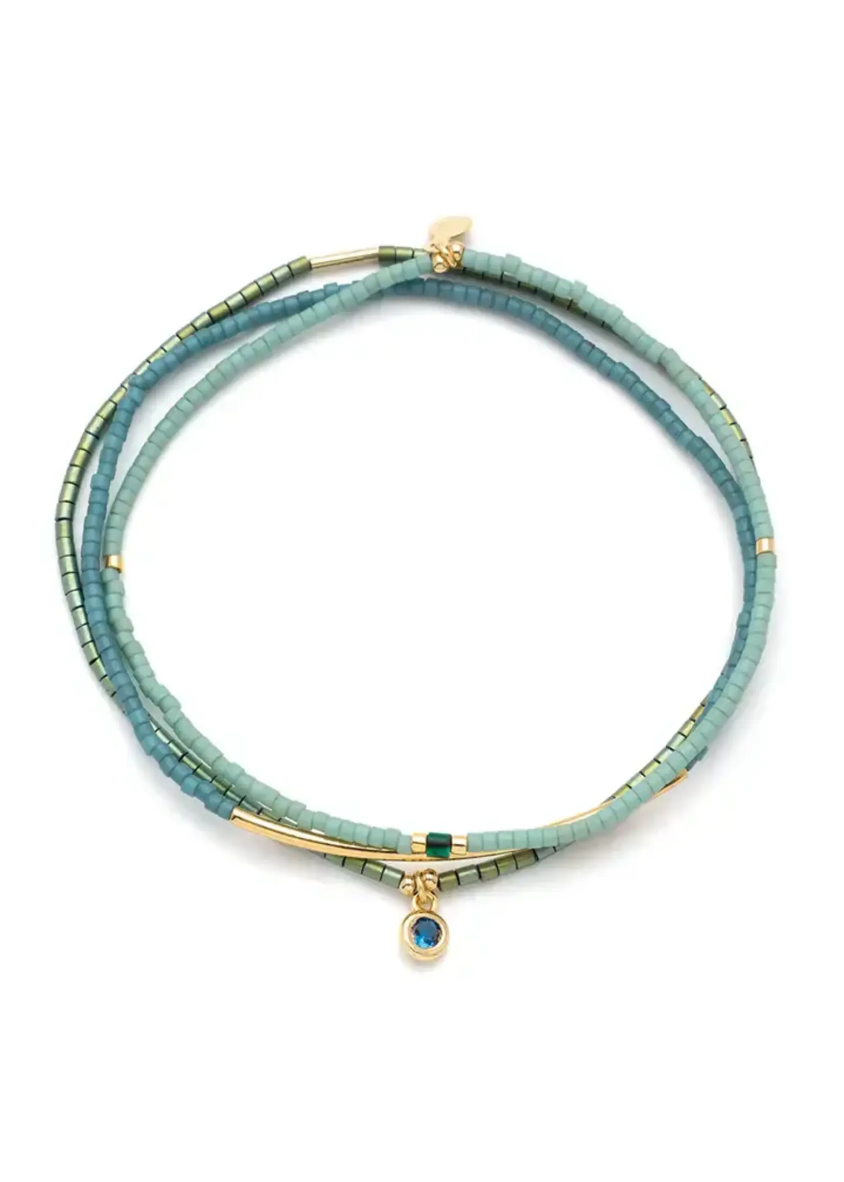 Scout Bracelet Tonal Chromacolor Miyuki Trio - Turquoise/Gold