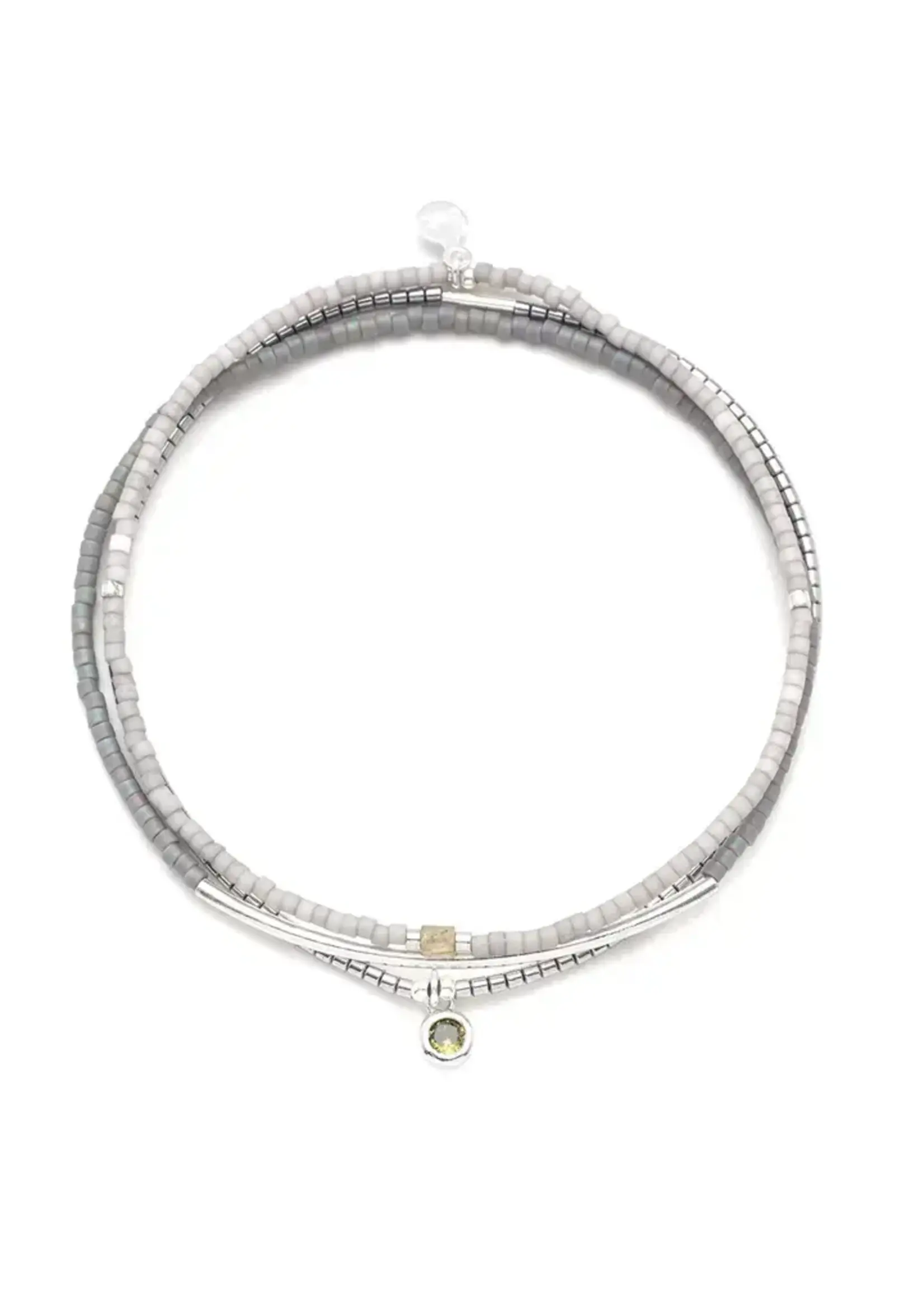 Scout Bracelet Tonal Chromacolor Miyuki Trio - Frost/Silver