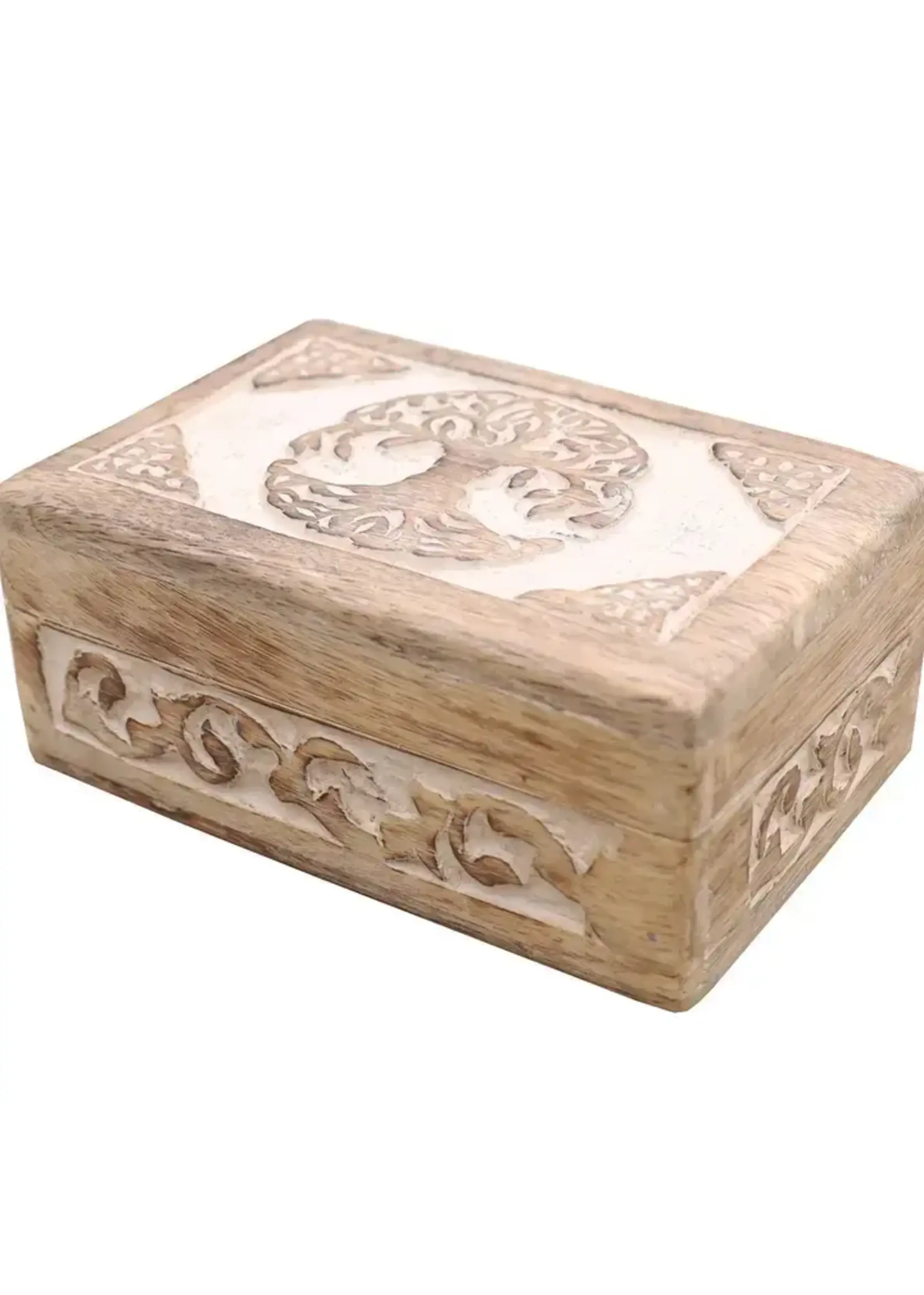 Lungta Celtic Tree of Life Hand Carved Wooden Box