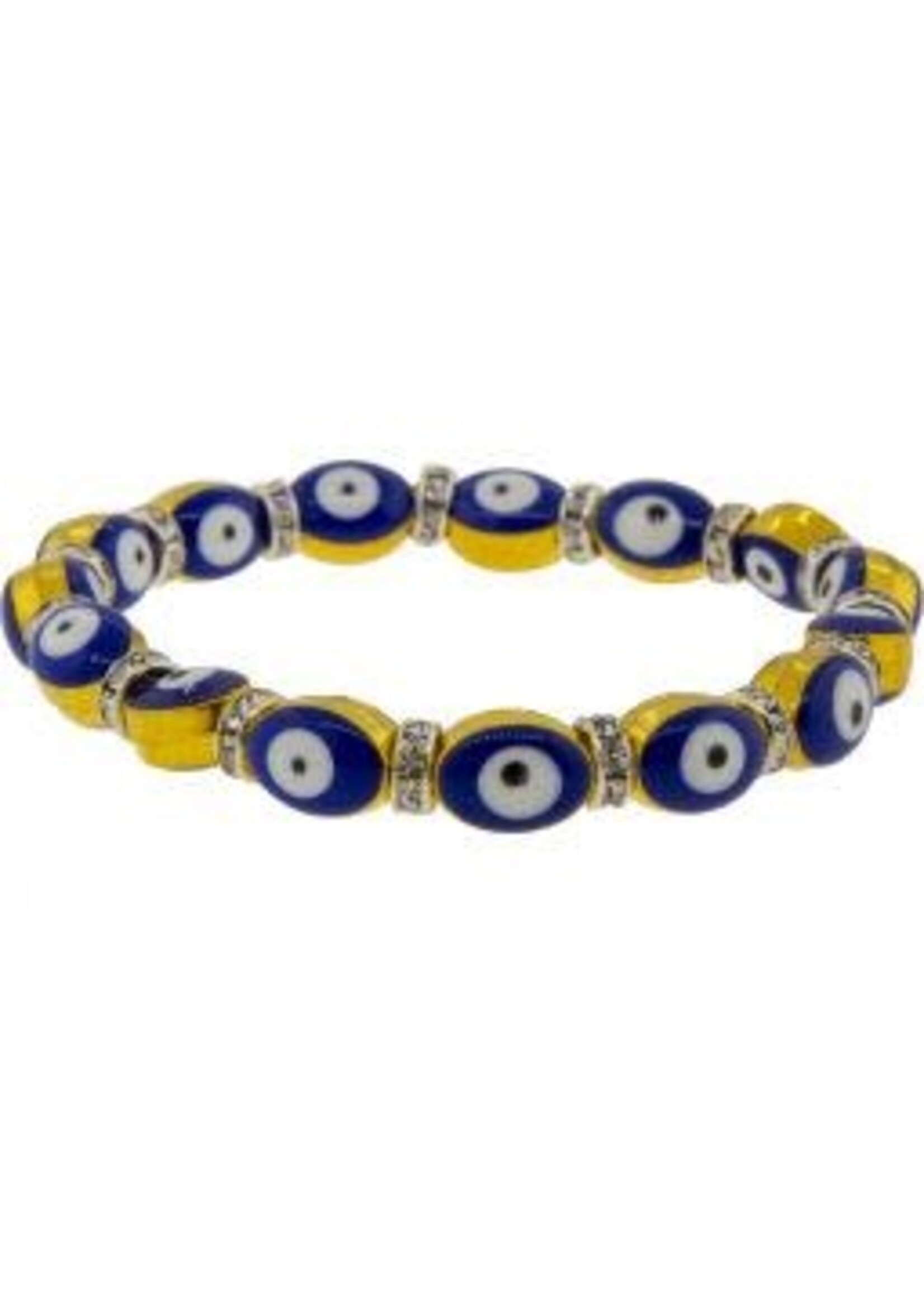 Bracelet Glass Beads Elastic Bracelet Evil Eye Protection - Gold