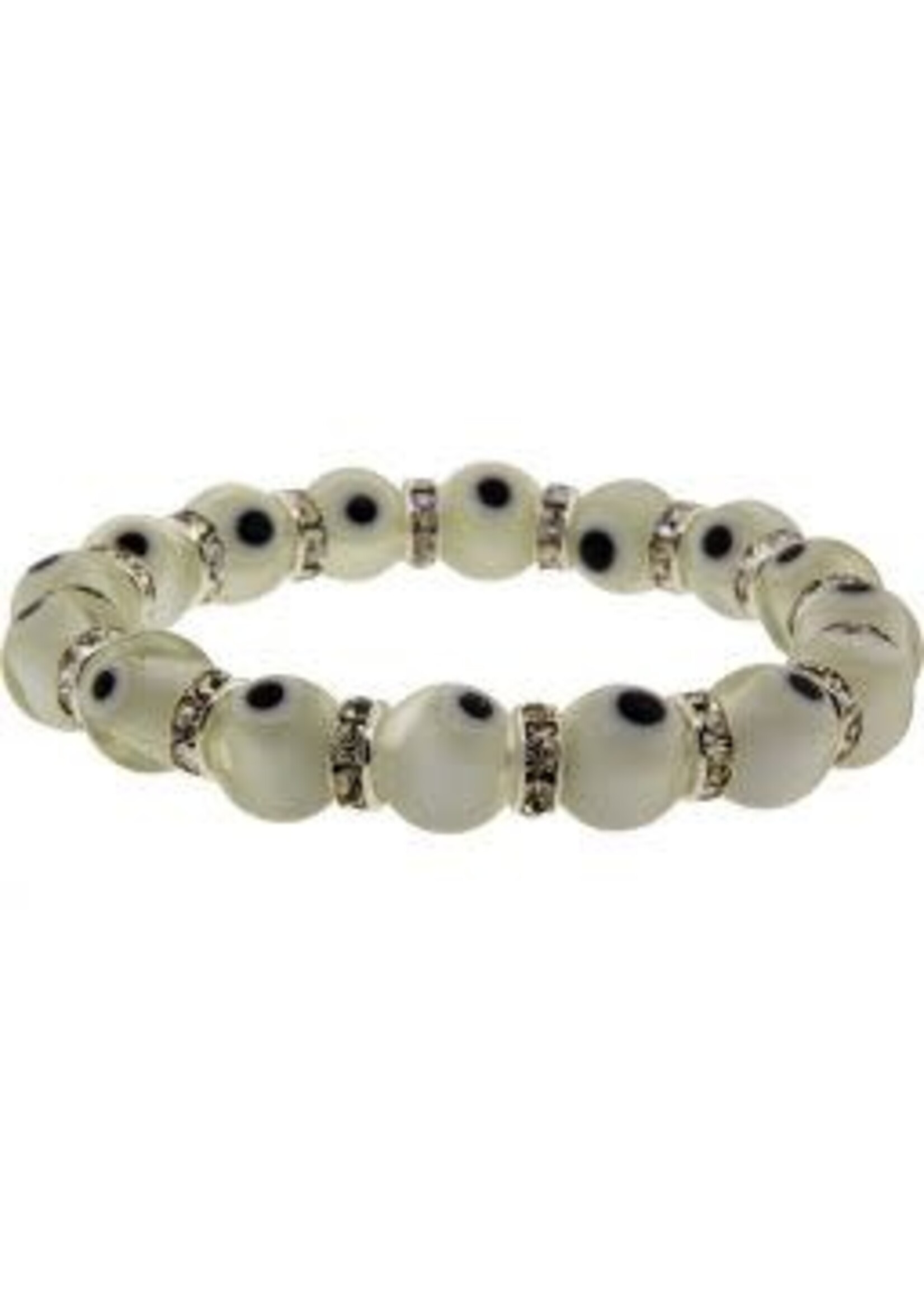 Bracelet Glass Beads Elastic Bracelet Evil Eye Protection White